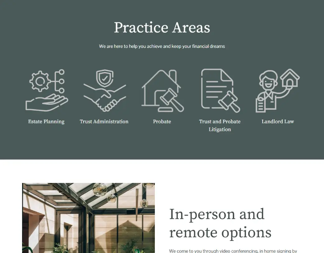 Homepage Services section of Arya Legal California website designed and developed using WordPress and Elementor by Vishal Chaudhary