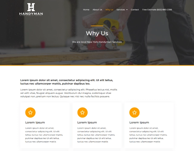 Handyman Home Repair Expert why choose us page design by Vishal Chaudhary