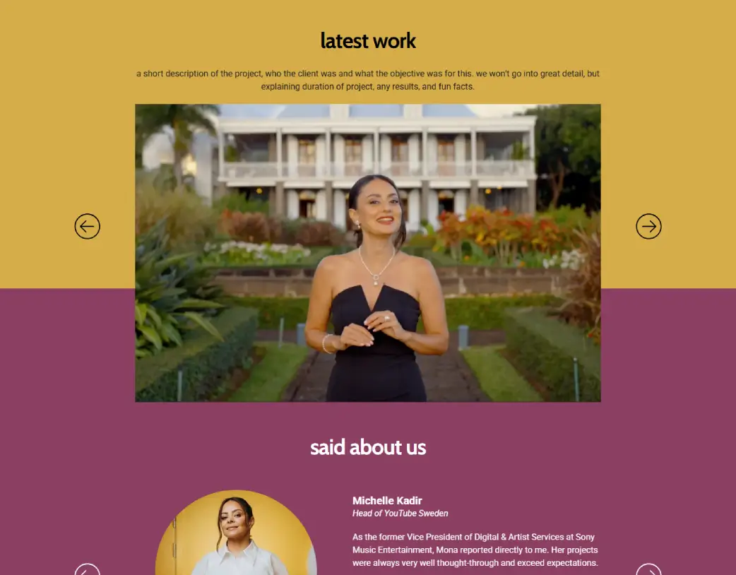 Latest Work section of Stride Relations landing page, developed in Elementor from PDF design by Vishal Chaudhary