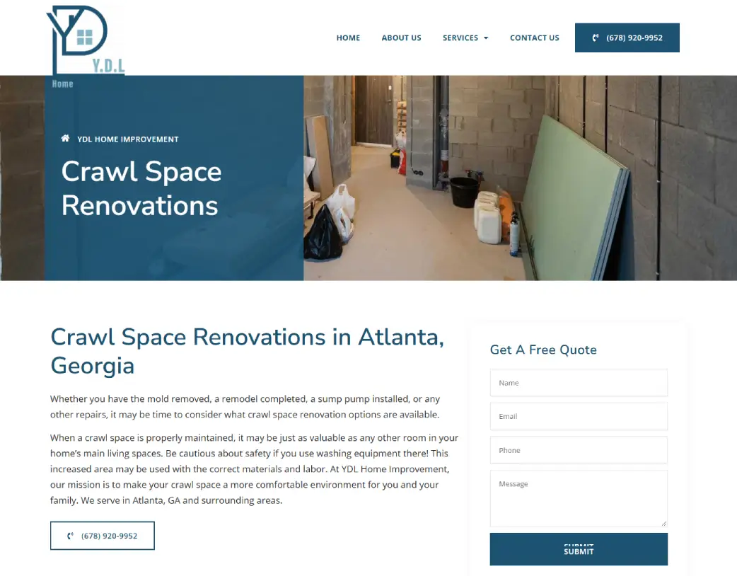 Our Services page of YDL Home Improvement, designed and developed using WordPress and Elementor by Vishal Chaudhary