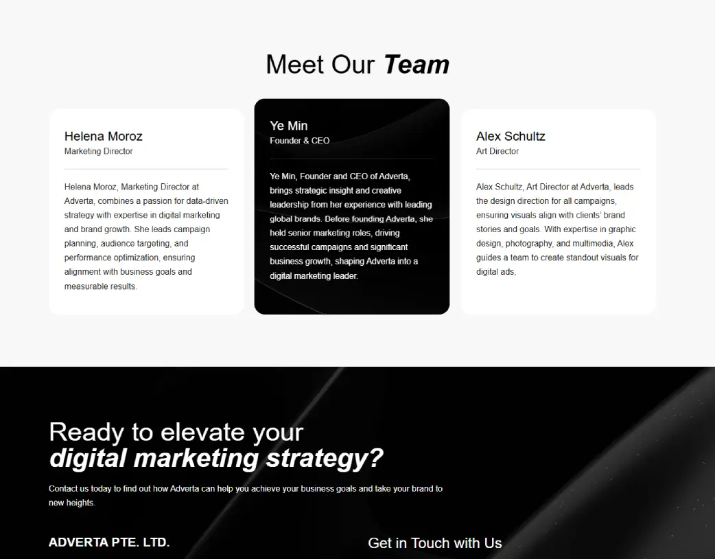 Meet Our Team Section of Adverta Marketing Landing Page in WordPress Created with Elementor by Vishal Chaudhary