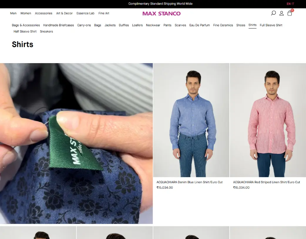 Men’s category design and development for the Max Stanco WooCommerce store, created using Elementor by Vishal Chaudhary