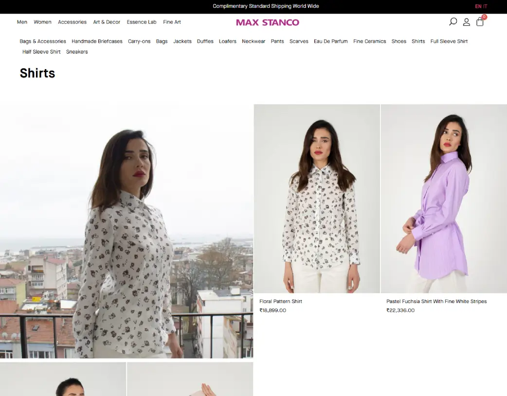 Women’s category design and development for the Max Stanco WooCommerce store, created using Elementor by Vishal Chaudhary