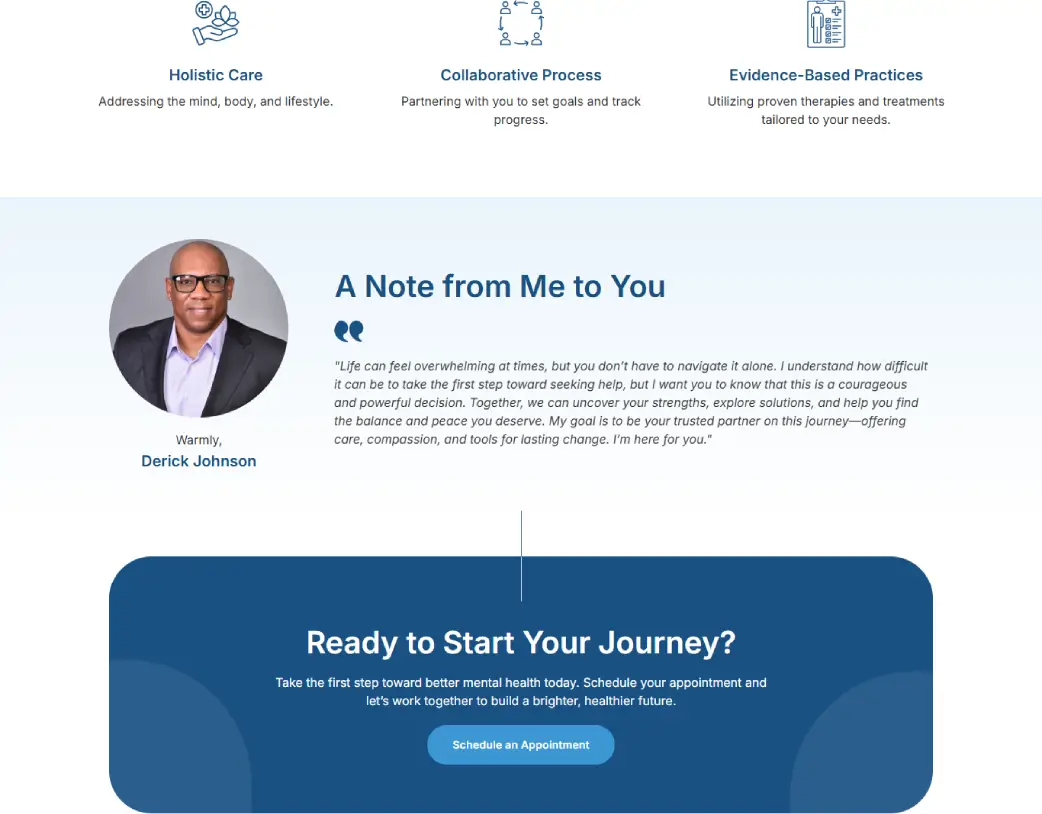 Resilient Mental Health Website About Us page Author Section – UI/UX Design and WordPress Development using Elementor by Vishal Chaudhary