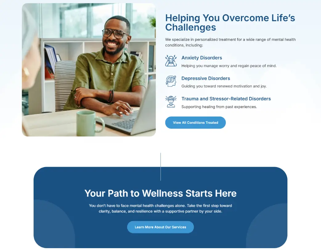 Resilient Mental Health Homepage Why Choose Us Section – UI/UX Design and WordPress Development using Elementor by Vishal