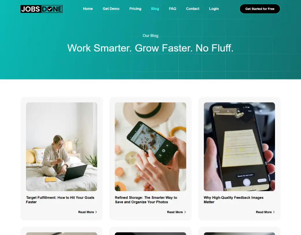 Blog page of JobsDone website, converted from Figma to WordPress using Elementor by Vishal Chaudhary