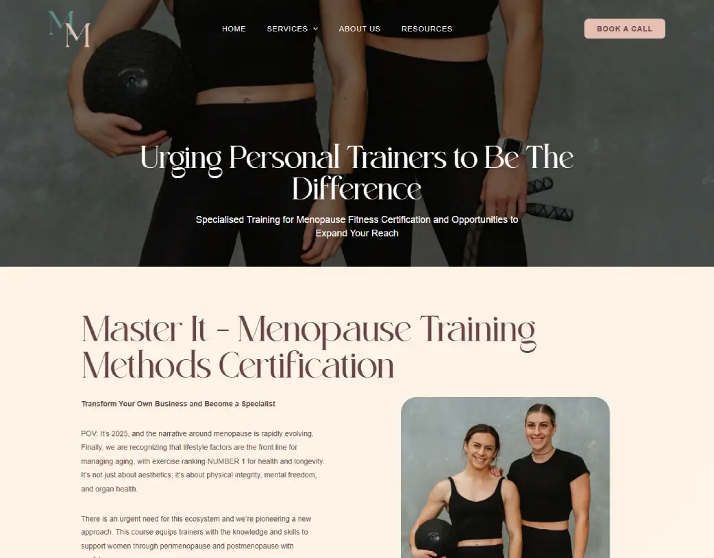 For Personal Trainer page of Mastering Menopause website, built with Elementor from Figma design by Vishal Chaudhary