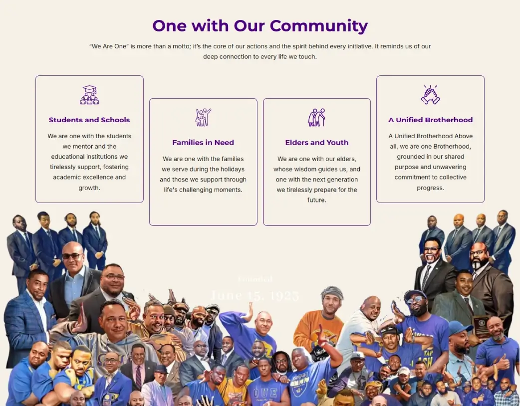 WordPress Nonprofit & Community Website homepage design for Tau Omega Chapter created with Elementor PRO