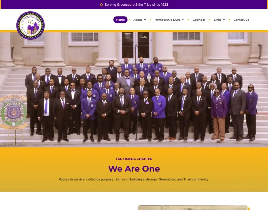 Homepage of Tau Omega Chapter WordPress Nonprofit & Community Website designed by Vishal Chaudhary