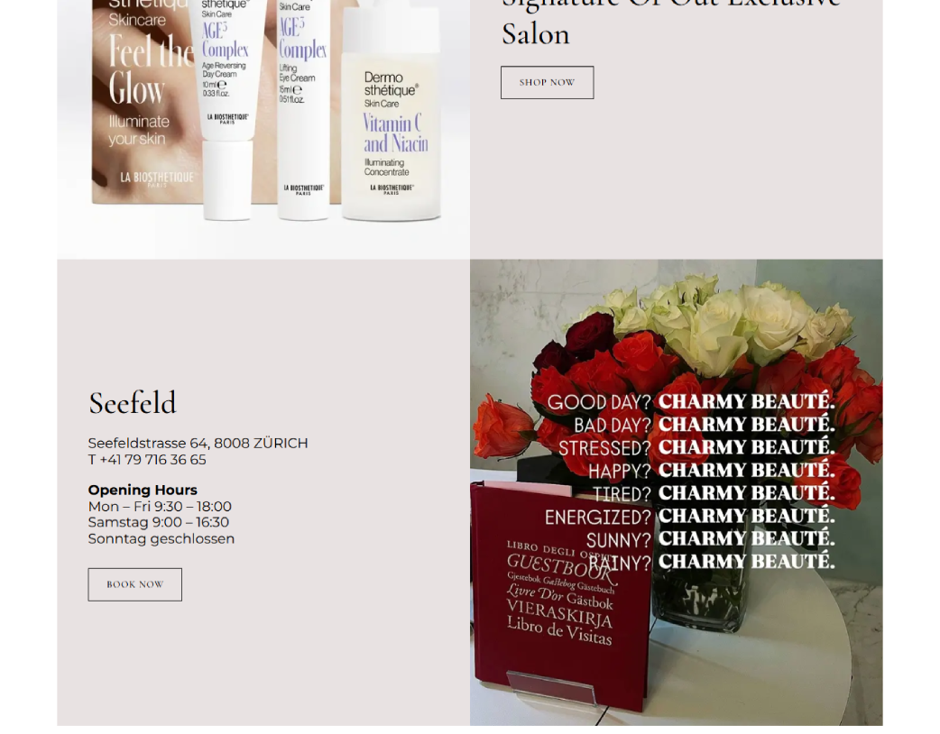 Shop Link Section of Charmy Beauté Beauty Salon Landing Page Design by Vishal Chaudhary