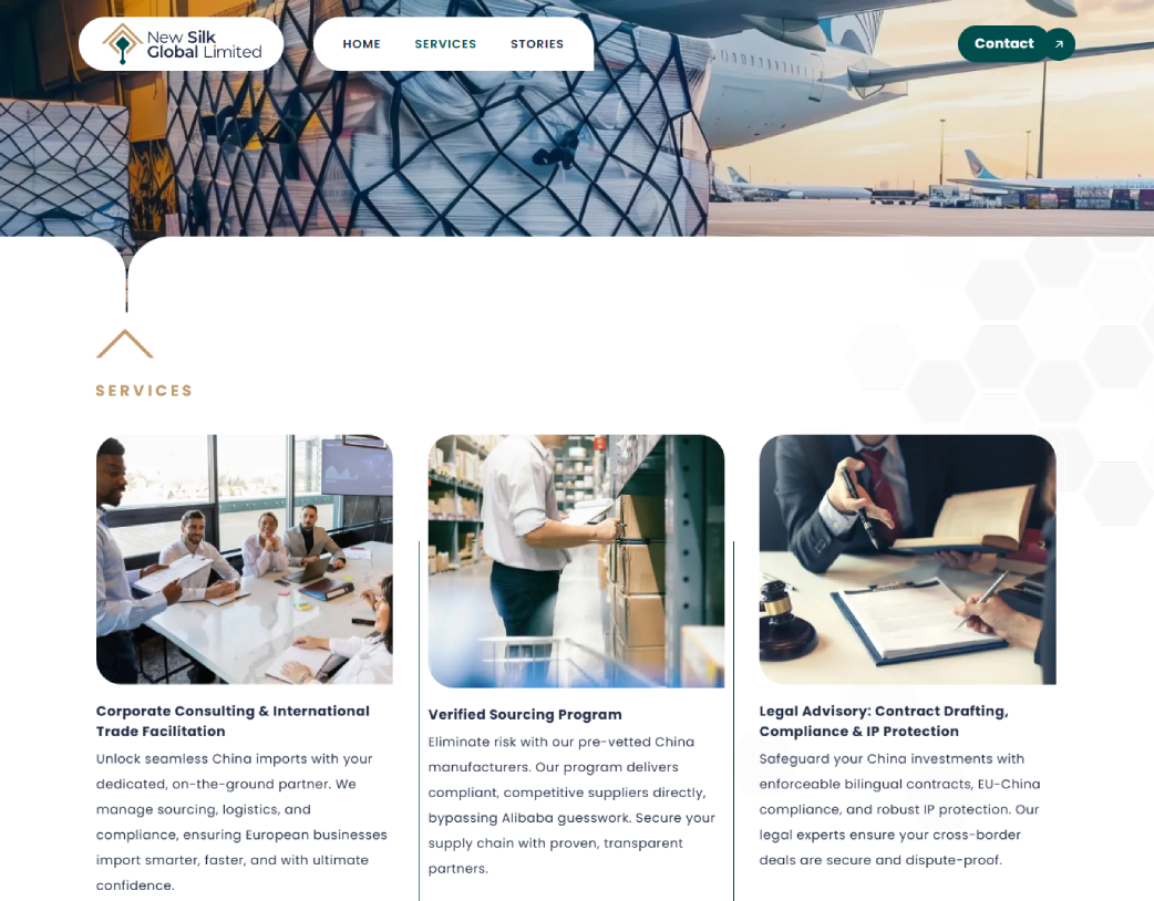 Services Page of New Silk Global – Figma to WordPress Elementor Website