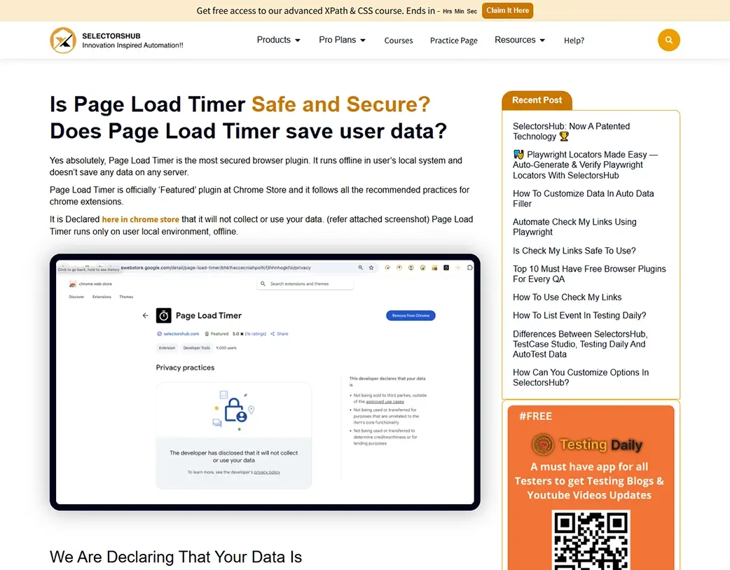 SelectorsHub blog page layout created during the Elementor Pro Website Redesign by Vishal Chaudhary