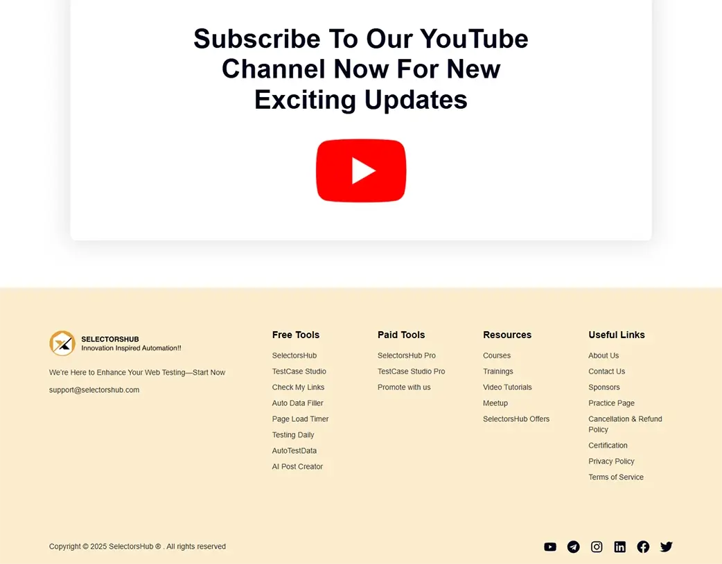SelectorsHub footer section completed in the Elementor Pro Website Redesign by Vishal Chaudhary