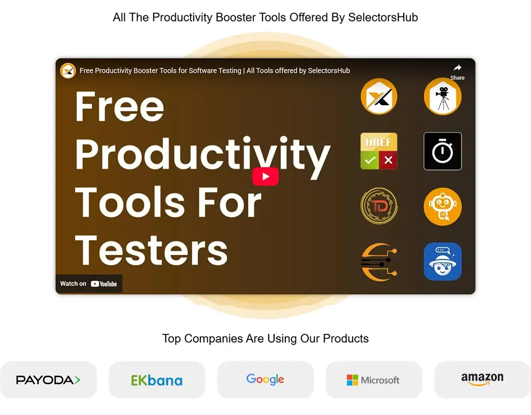 SelectorsHub video section developed as part of the Elementor Pro Website Redesign by Vishal Chaudhary