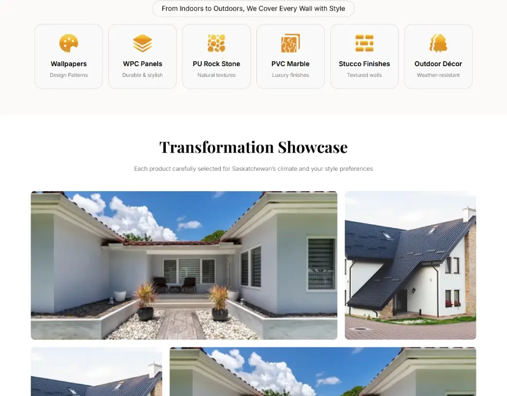 Company information section Kurd Decoration Elementor WordPress website