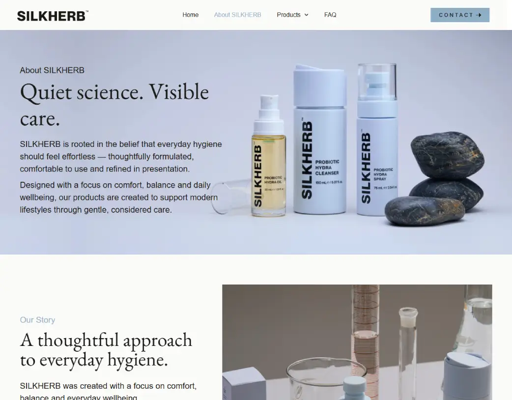 SilkHerb About Us page development with Elementor by Vishal Chaudhary